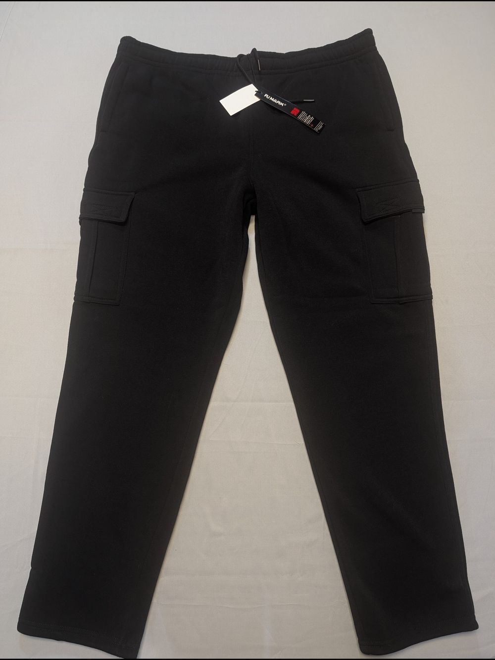 PJ Mark Men's 4XL Black Essential Wide-Leg Fleece Sweatpants Drawstring Pockets